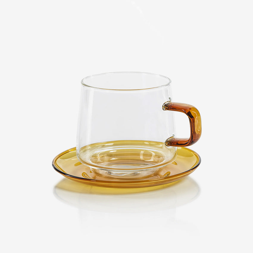 Zodax | Baglioni Glass Tea and Coffee Cup with Saucer Set