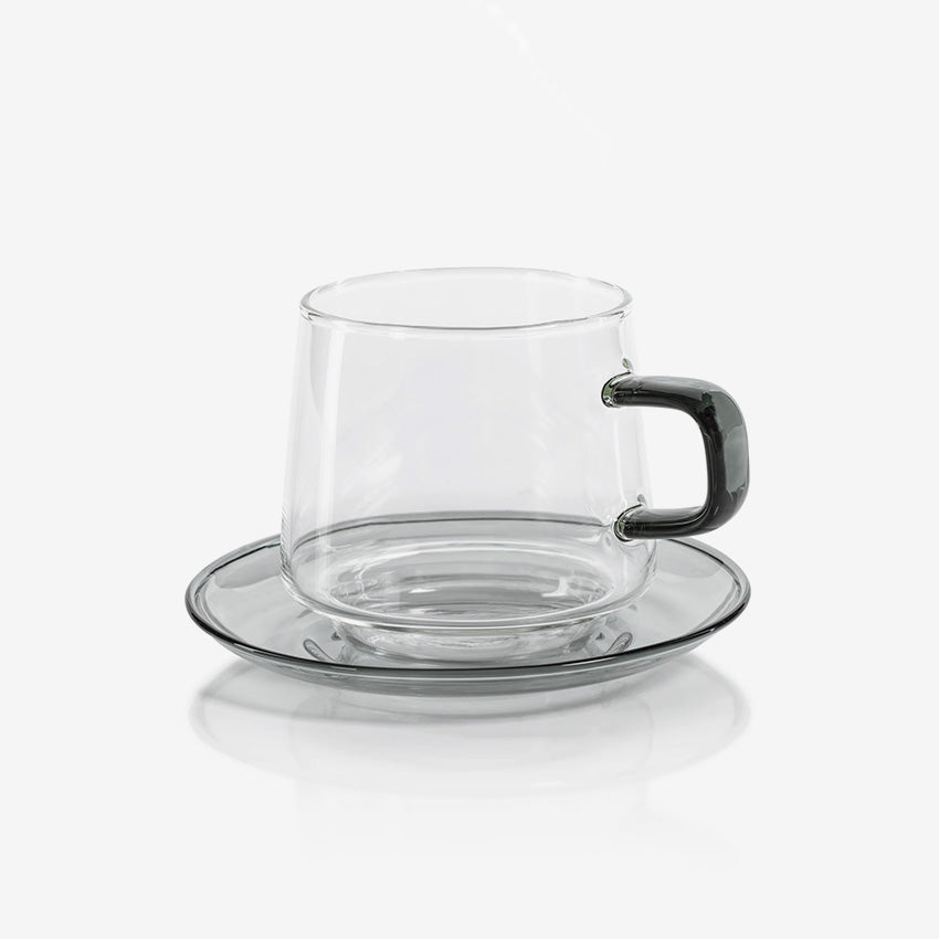 Zodax | Baglioni Glass Tea and Coffee Cup with Saucer Set