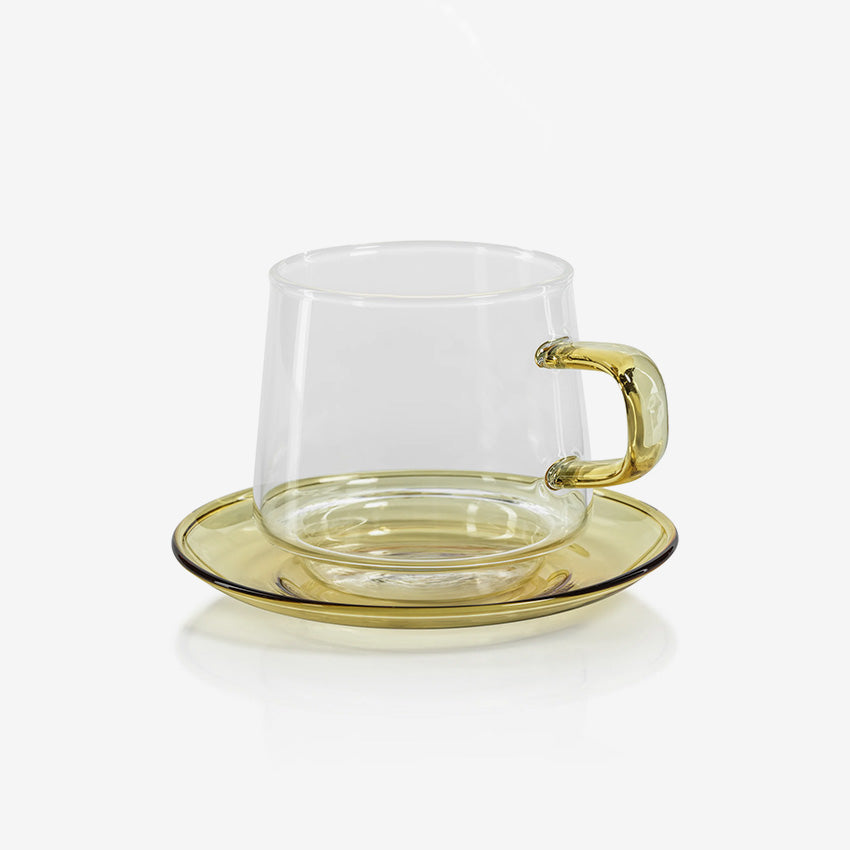 Zodax | Baglioni Glass Tea and Coffee Cup with Saucer Set