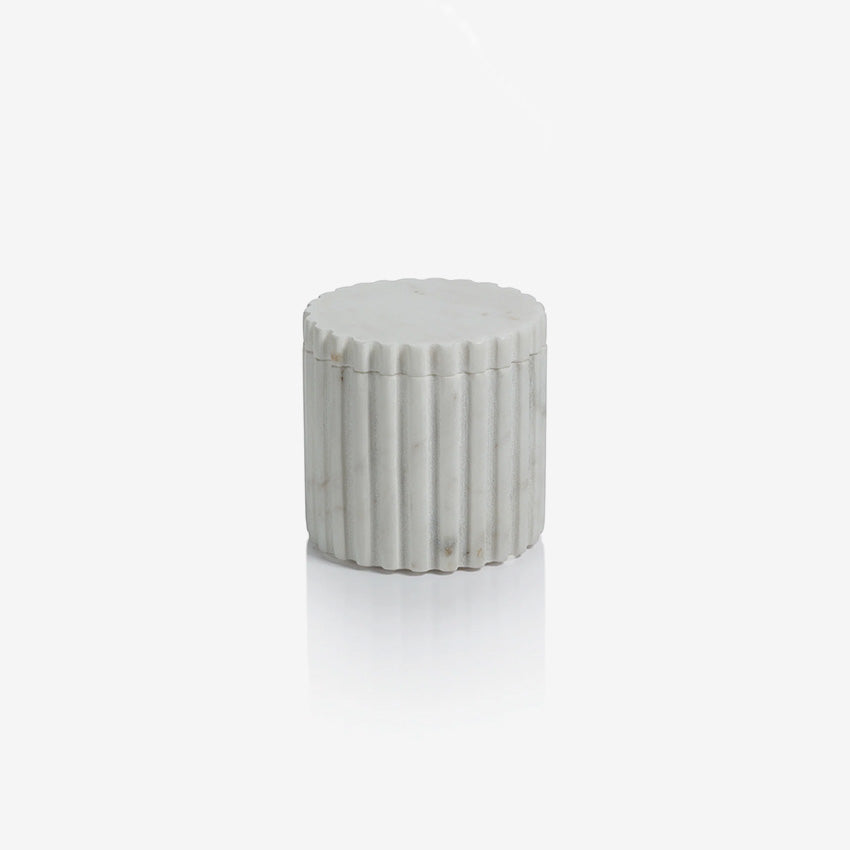 Zodax | Camogli Fluted White Marble Canister with Lid