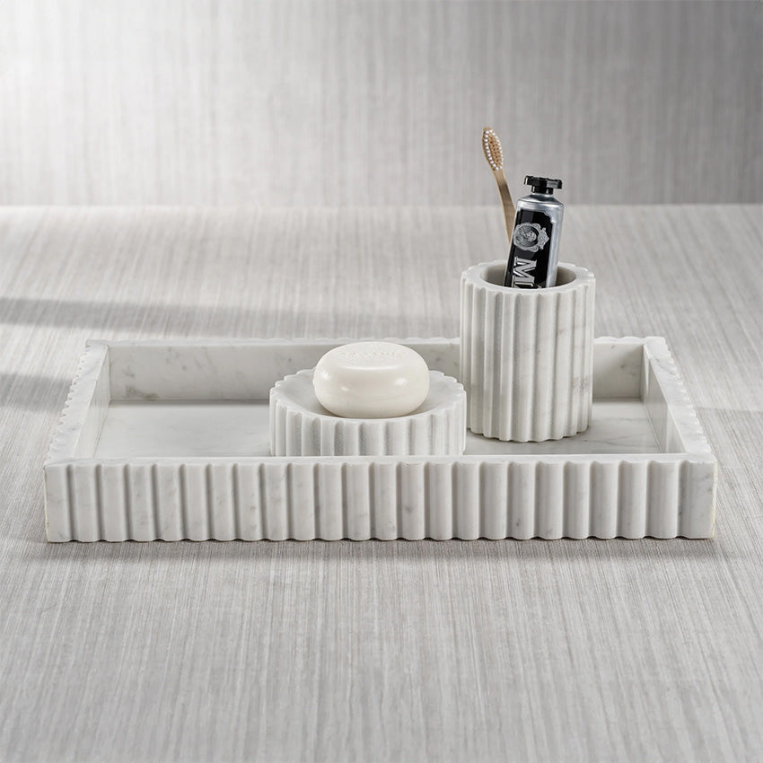 Zodax | Camogli Scalloped Marble Tray - White
