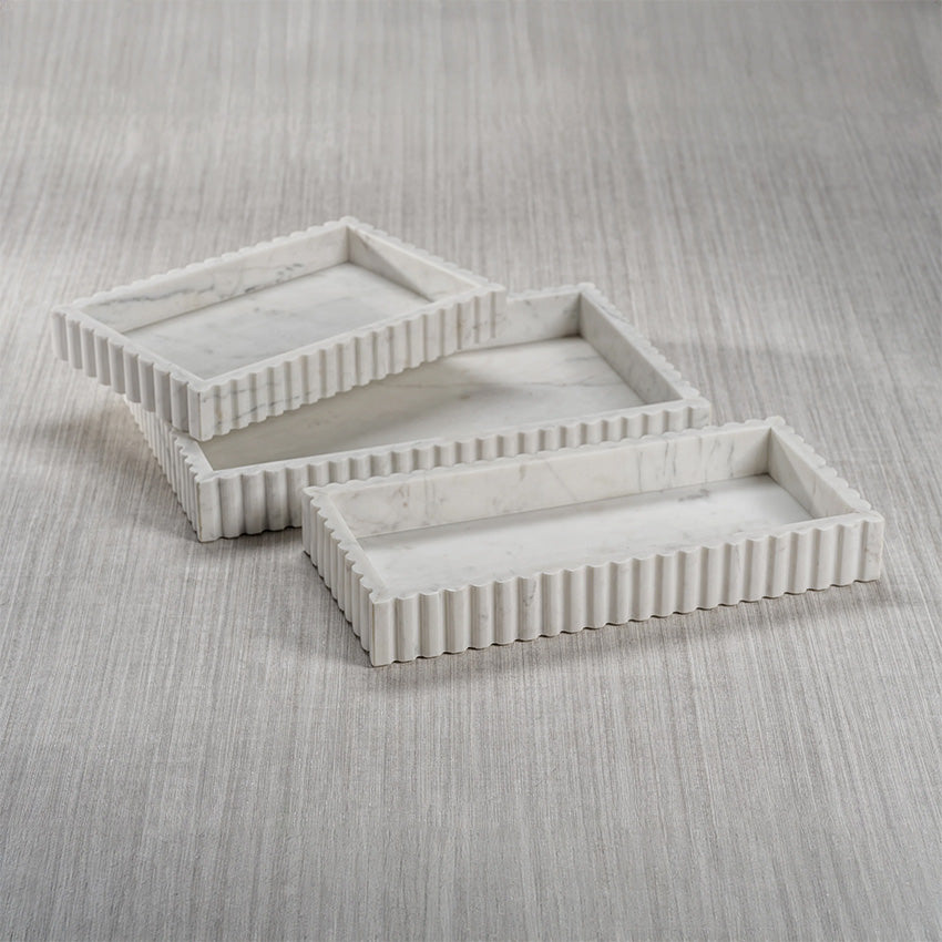 Zodax | Camogli Scalloped Marble Tray - White