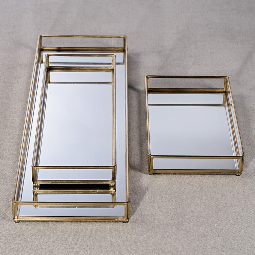 Zodax | Celine Metal Edged Mirrored Glass Vanity Tray