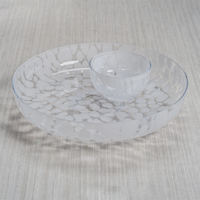 Zodax | Opal Essence Chip and Dip Ensemble - Clear with White Confetti