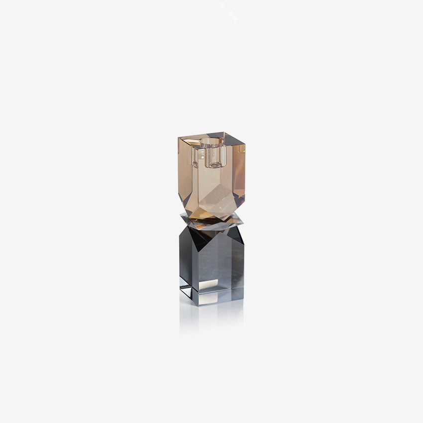 Zodax | Vienna Artistry Two-Tone Crystal Candle Holder - Smoke & Gold