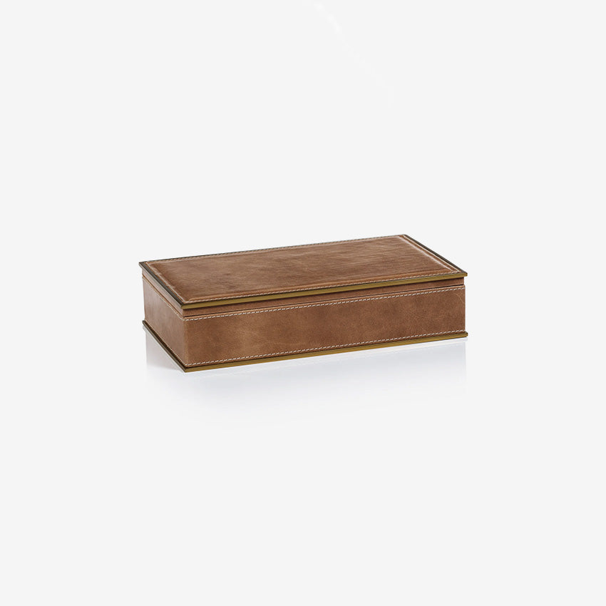 Zodax | Ampezzo Leather Box With Brass Trim