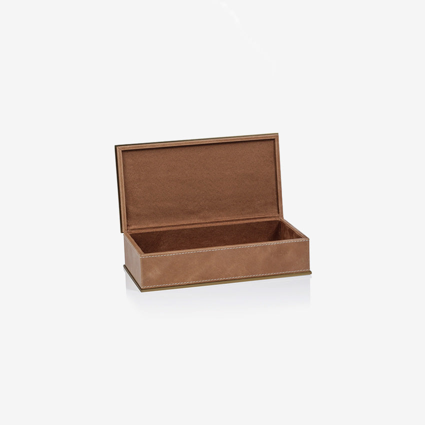 Zodax | Ampezzo Leather Box With Brass Trim