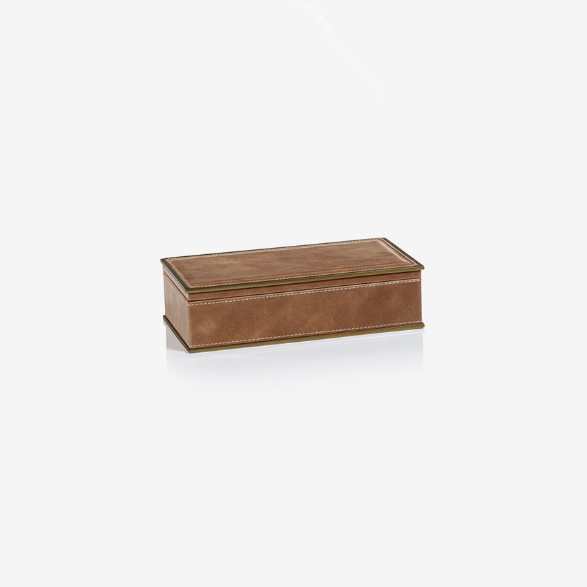 Zodax | Ampezzo Leather Box With Brass Trim