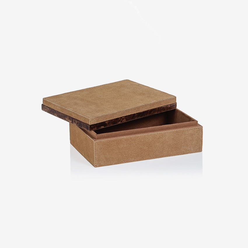 Zodax | Cortina Suede Box With Burlwood Trim