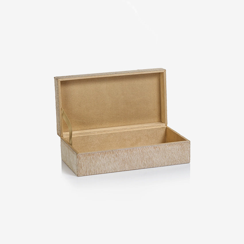 Zodax | Corviglia Hair-On-Hide Leather Box - Tan