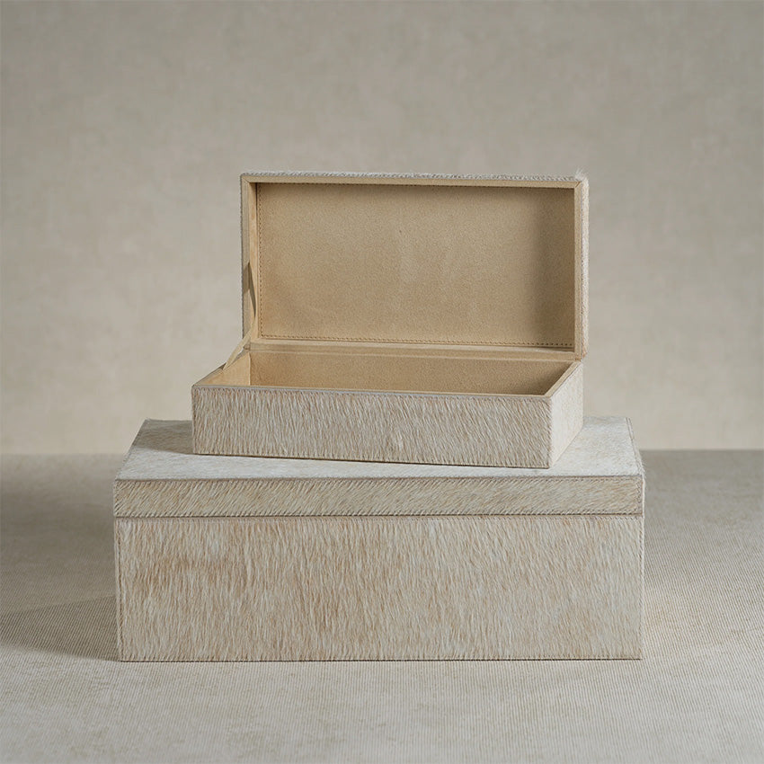 Zodax | Corviglia Hair-On-Hide Leather Box - Tan