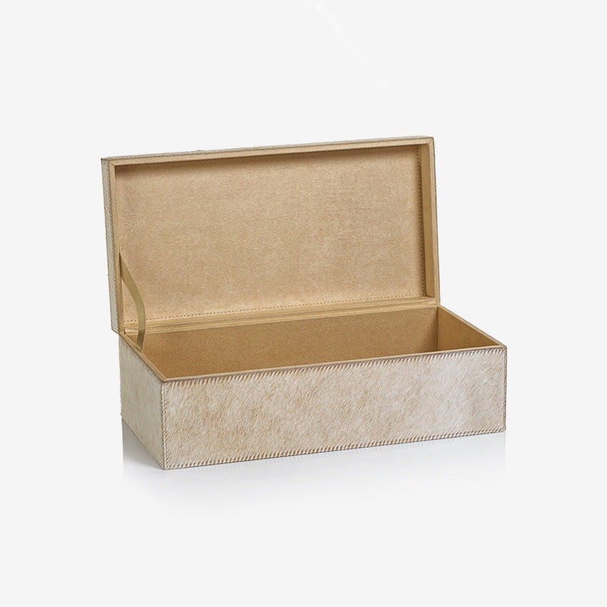 Zodax | Corviglia Hair-On-Hide Leather Box - Tan