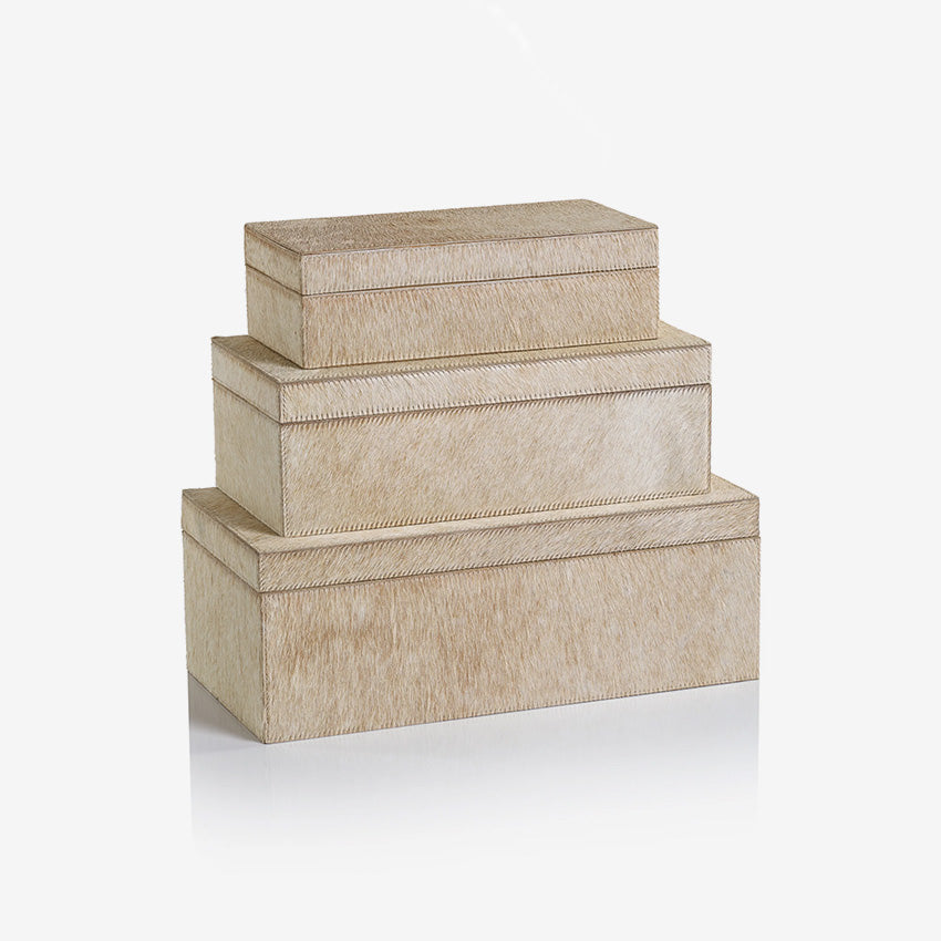 Zodax | Corviglia Hair-On-Hide Leather Box - Tan