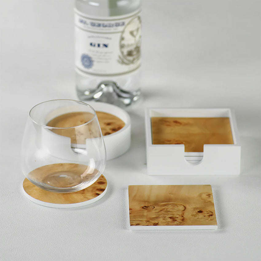Zodax | Round Coasters In White Tray - Set of 4