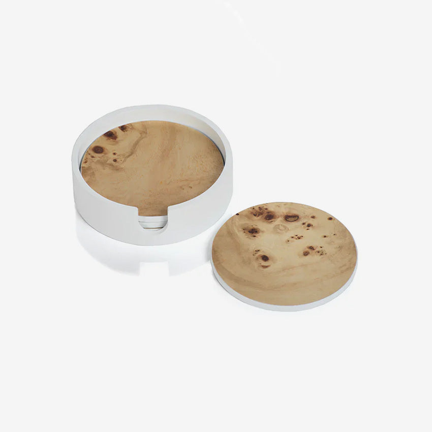 Zodax | Round Coasters In White Tray - Set of 4