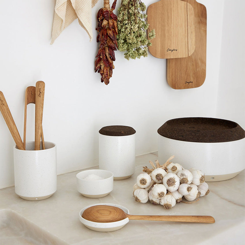 Casafina | Modern Storage Garlic Canister with Smoked Cork Lid