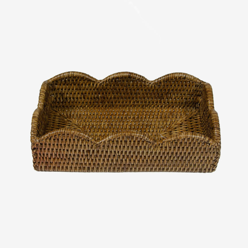 Caspari | Rattan Scallop Guest Towel Holder