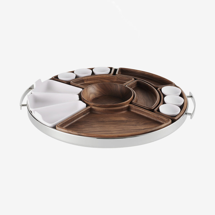 Christofle | Mood Asia Tray Stainless Steel / Porcelain / Walnut wood
