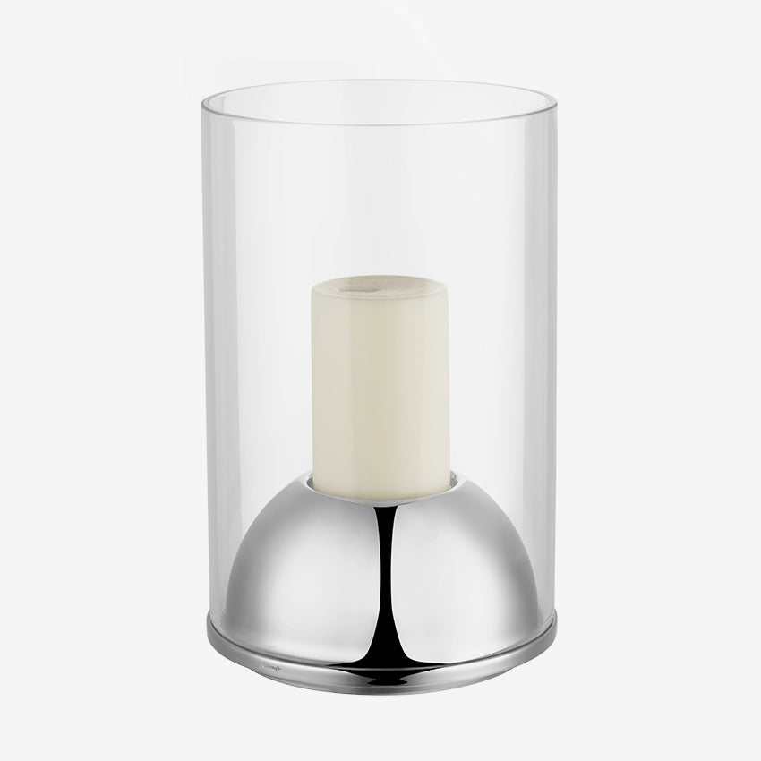 Christofle | Oh De Christofle Hurricane Stainless Steel and Glass Candleholder