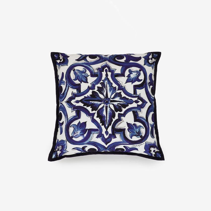 Dolce & Gabbana Casa | Petit coussin en toile bleu Mediterraneo