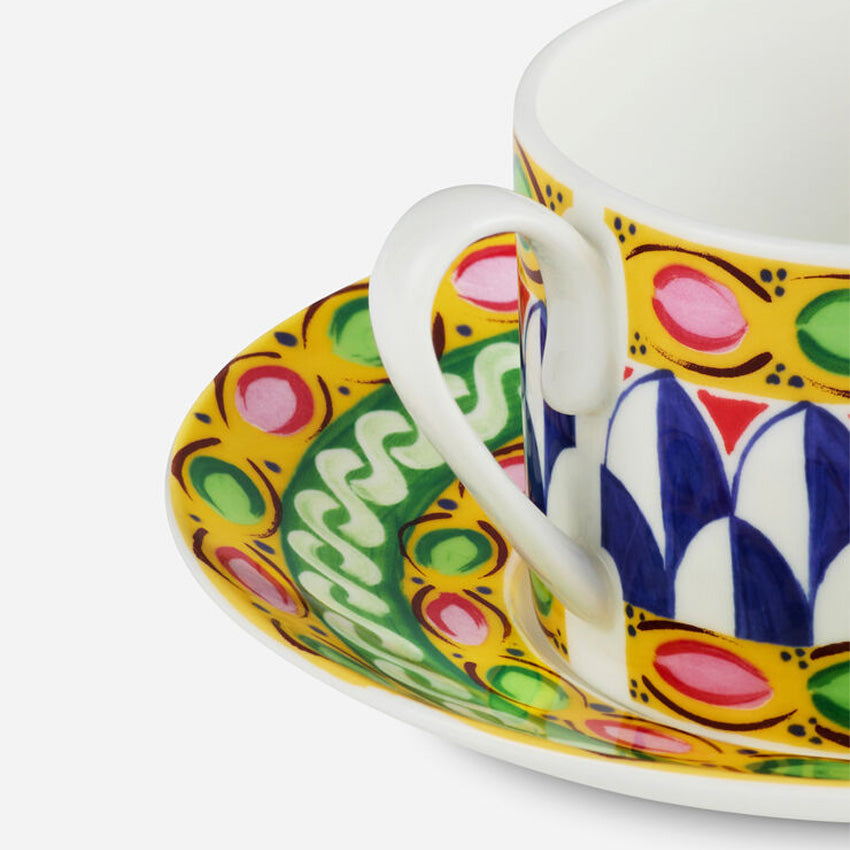 Dolce & Gabbana Casa | Carretto Lemon Fine Porcelain Tea Cup and Saucer Set