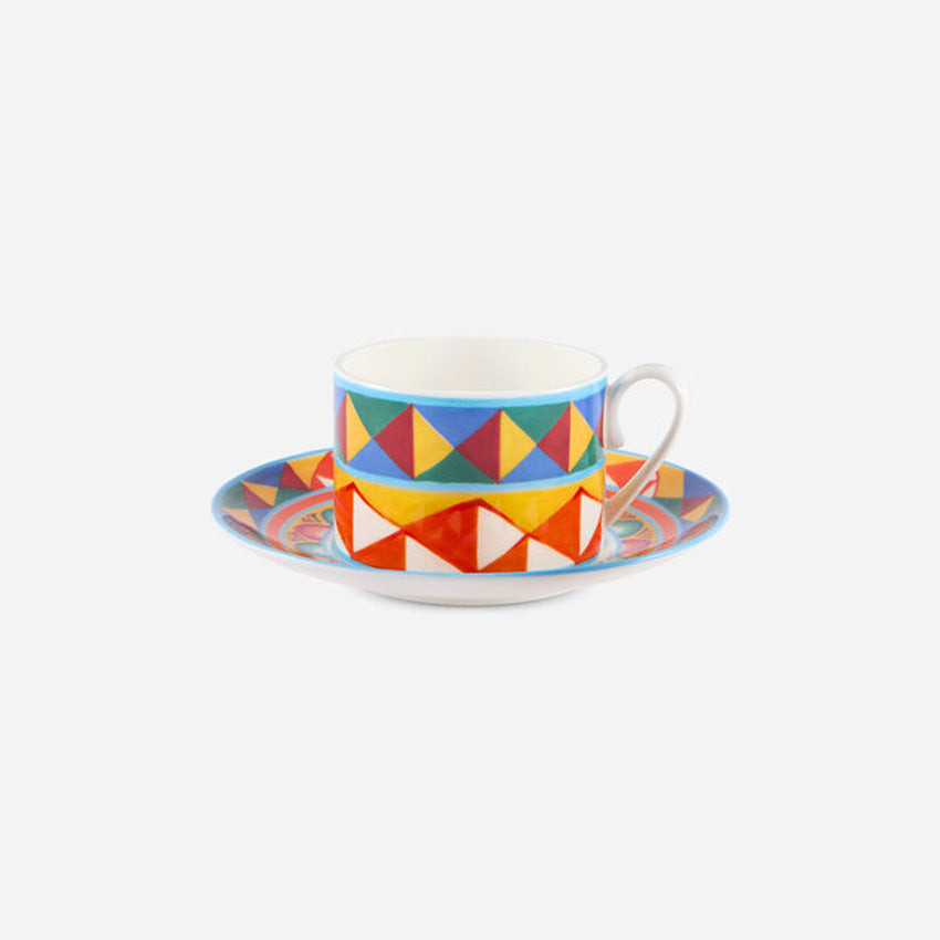 Dolce & Gabbana Casa | Carretto Orange Fine Porcelain Tea Cup and Saucer Set