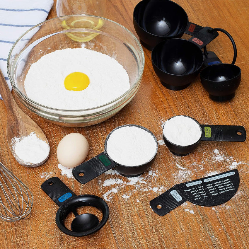 Fox Run | Black Plastic Measuring Cup Set With Egg Separator