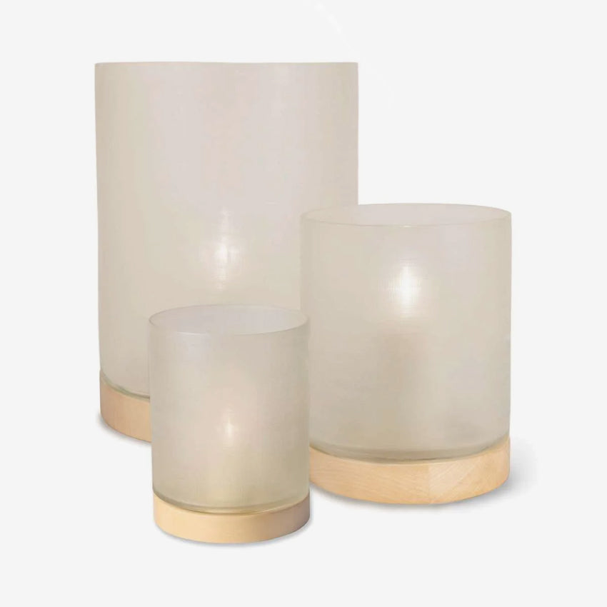 Guaxs | Aran Lantern Base Sycamore/ Glass Clear