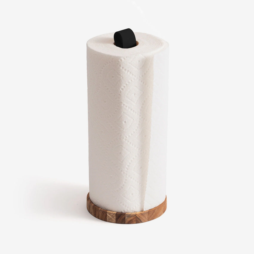 Ironwood | Gourmet Acacia Wood Paper Towel Holder with Leather Handle