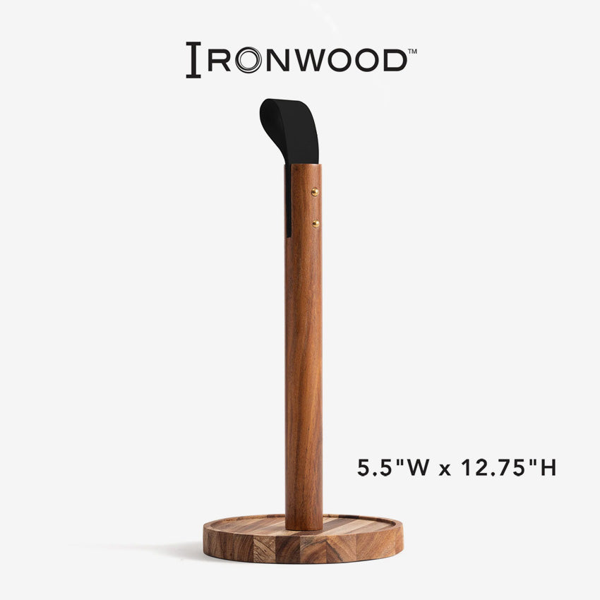 Ironwood | Gourmet Acacia Wood Paper Towel Holder with Leather Handle