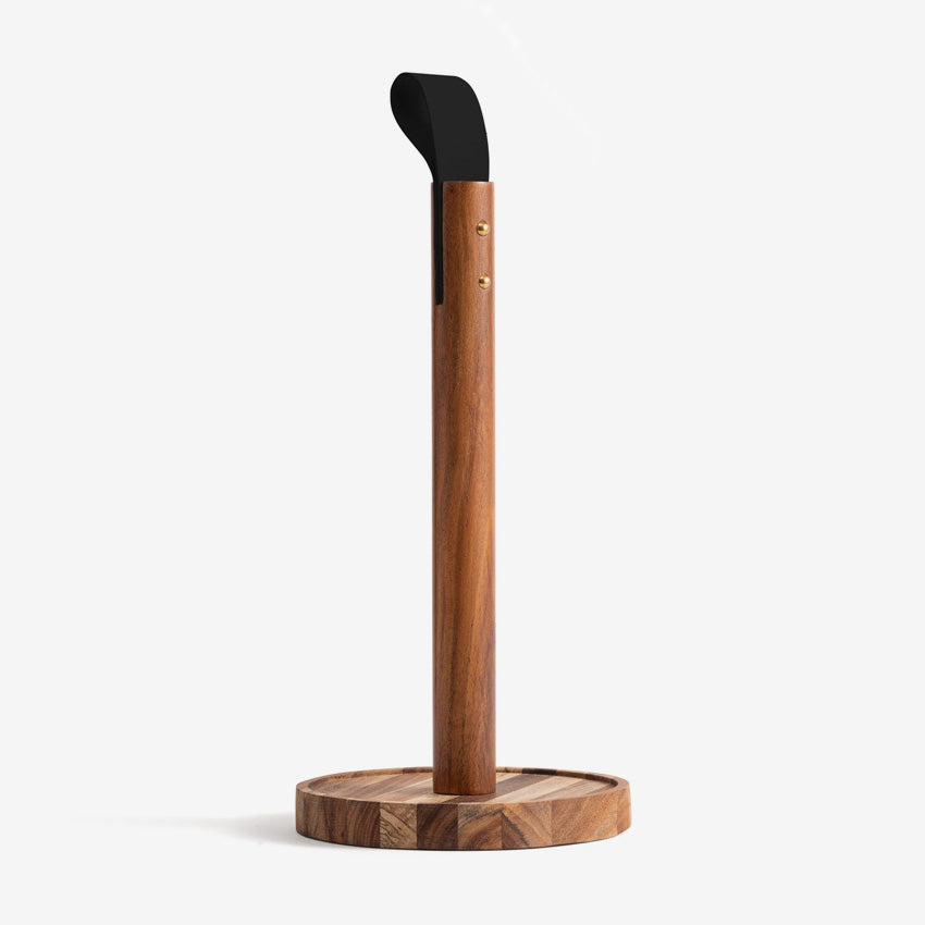 Ironwood | Gourmet Acacia Wood Paper Towel Holder with Leather Handle