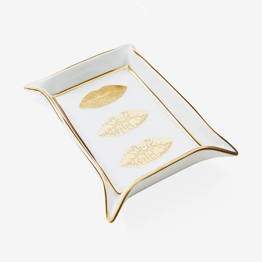 Jonathan Adler | Lips Valet Tray - White & Gold