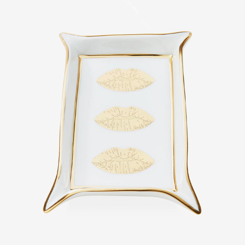 Jonathan Adler | Lips Valet Tray - White & Gold