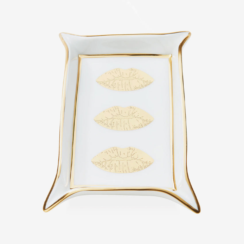 Jonathan Adler | Lips Valet Tray - White & Gold