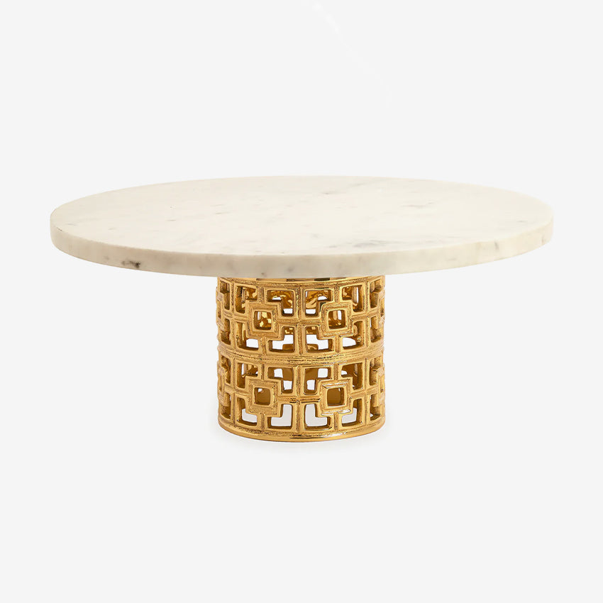 Jonathan Adler | Brass Nixon Cake Stand White Marble / Brass
