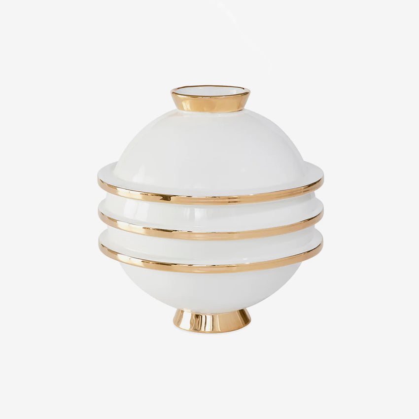 Jonathan Adler | Orbit Round Vase White/Gold