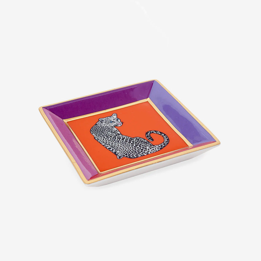 Plateau carré Safari - Violet, rouge, or, orange