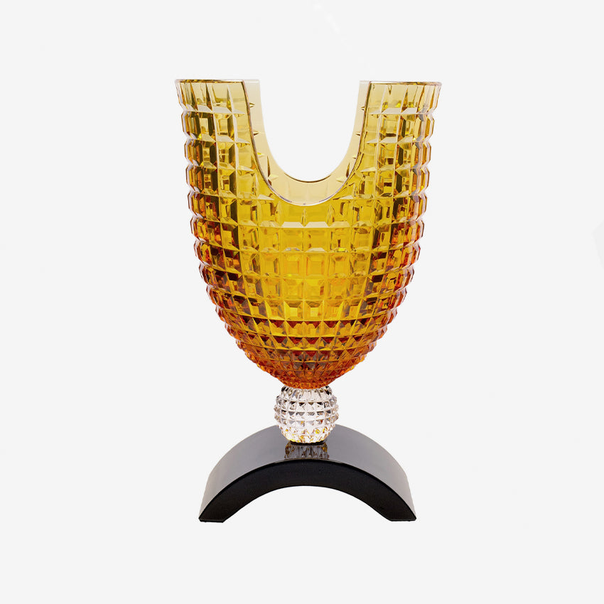 Mario Cioni | Luxe' Amber Vase With Black Base