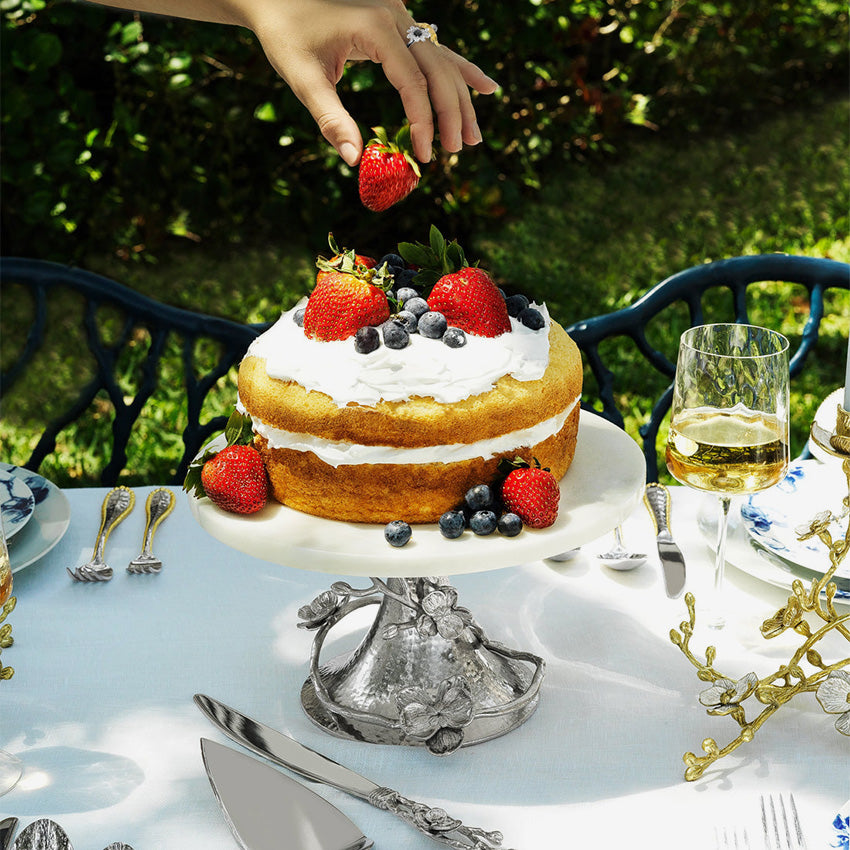 Michael Aram | White Orchid Cake Stand Nickelplate & Marble