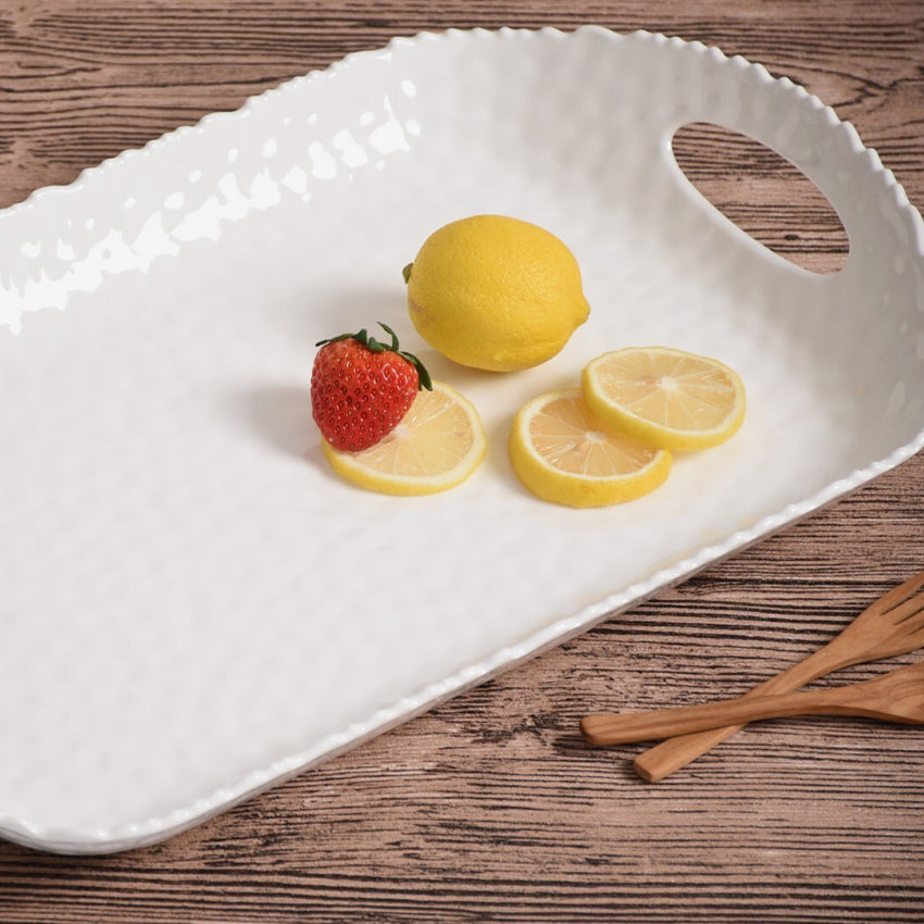 Pampa Bay | Hammered Melamine Rectangular Tray With Handles