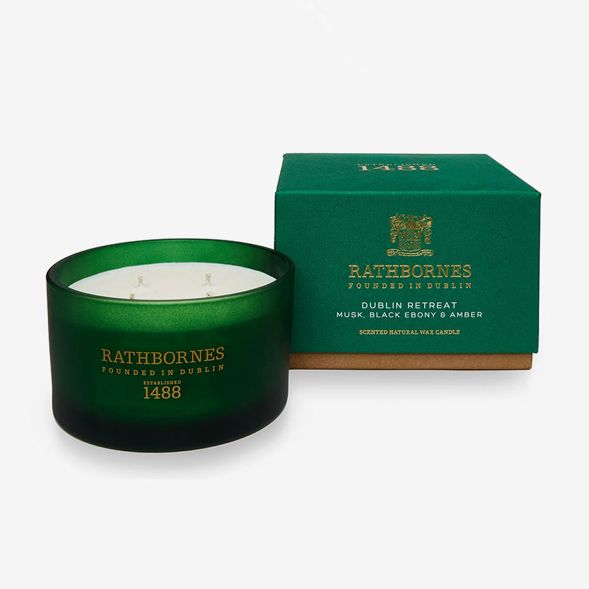 Rathbornes 1488 | Bougie parfumée Dublin Retreat (musc, ébène noir et ambre)