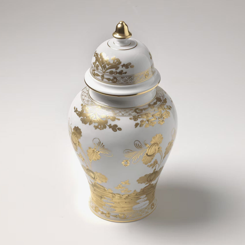 Ginori 1735 | Oriente Gold Potiche Vase With Cover