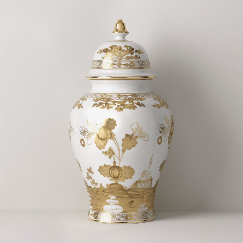 Ginori 1735 | Oriente Gold Potiche Vase With Cover