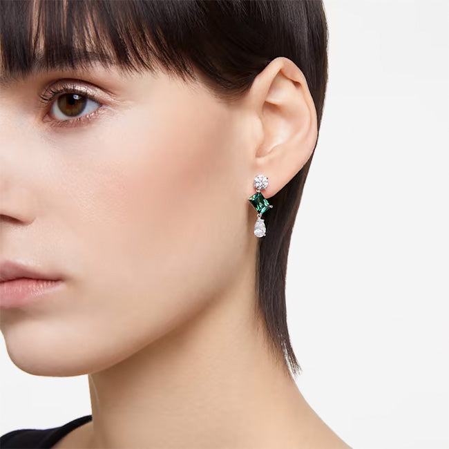 Swarovski |Mesmera Mixed Cuts Drop Earrings - Green