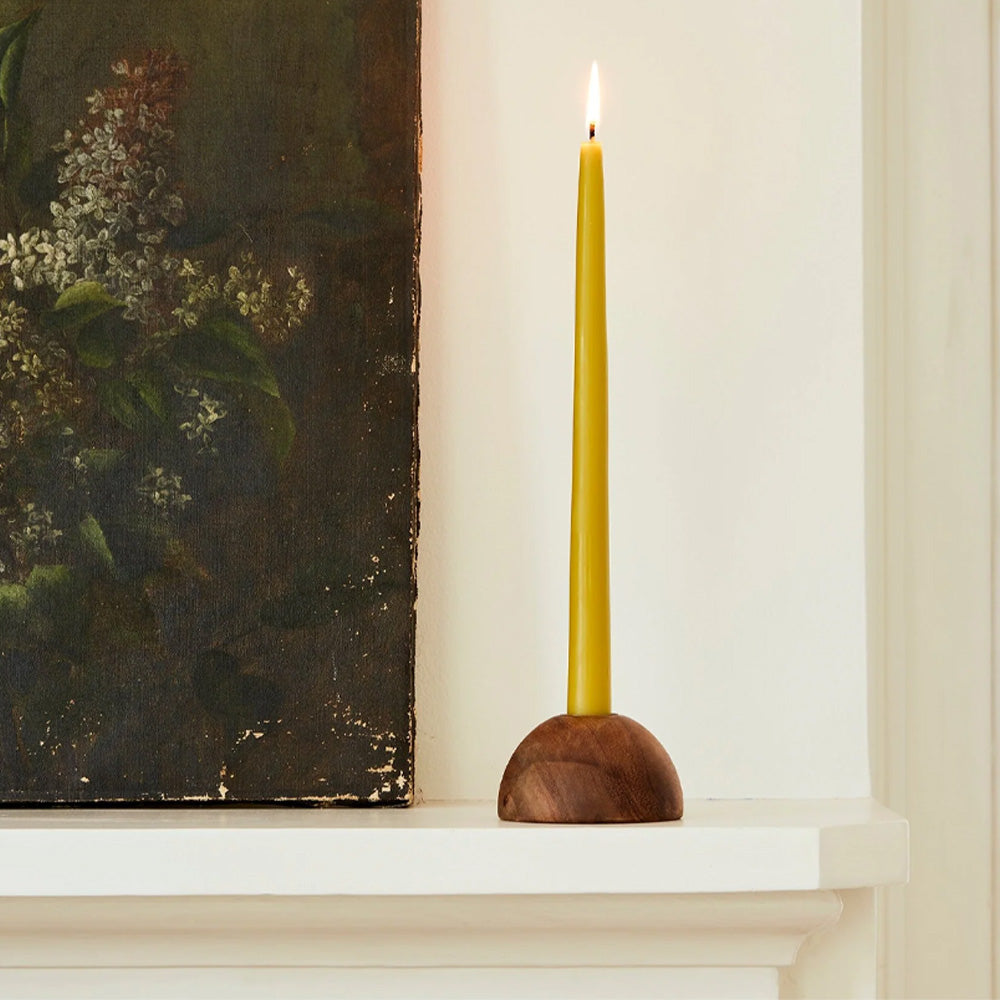 The Floral Society | Dusk Taper Candle Holder Walnut Wood