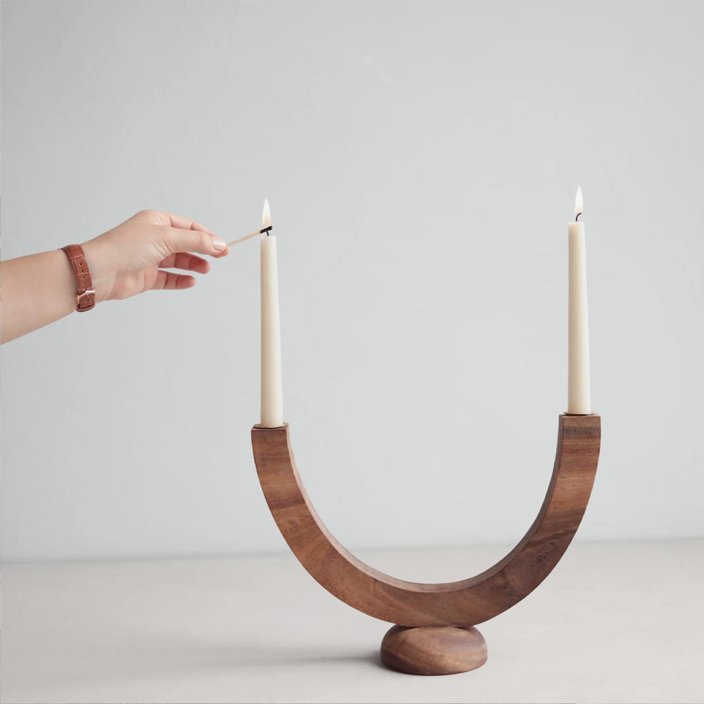 The Floral Society | Moonlight Candelabra Walnut Wood