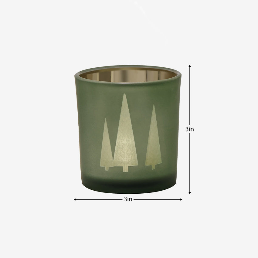 Torre & Tagus | Green Mod Tree Gold Mirror Glass Hurricane Vase