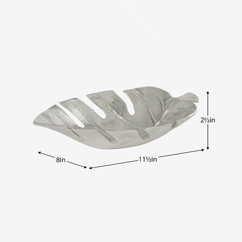 Torre & Tagus | Monstera Leaf Aluminum Decor Bowl