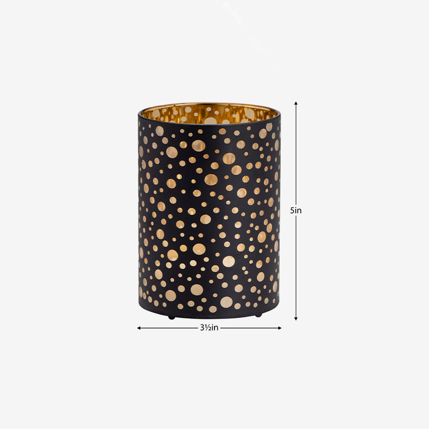 Torre & Tagus | Silhouette Dot Design Black Glass LED Hurricane Lamp