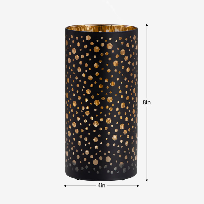 Torre & Tagus | Silhouette Dot Design Black Glass LED Hurricane Lamp